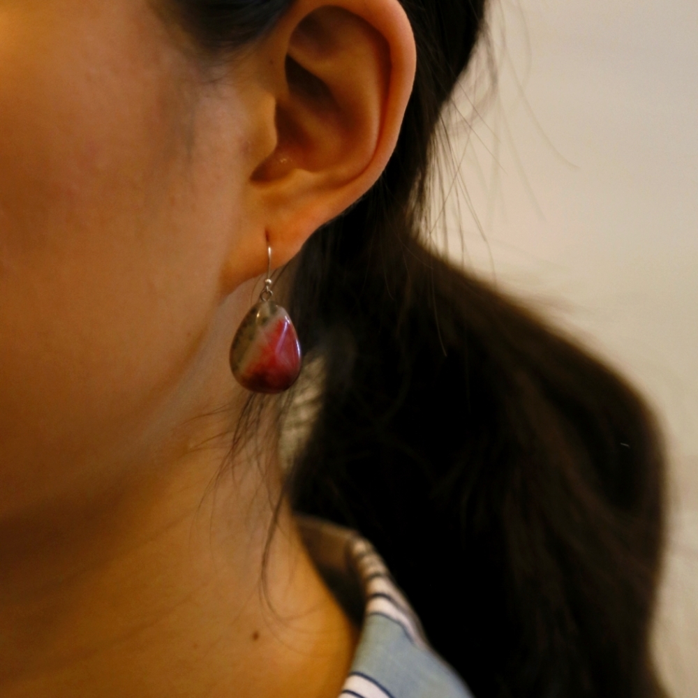 Rhodonite HANDMADE Dangle Earrings